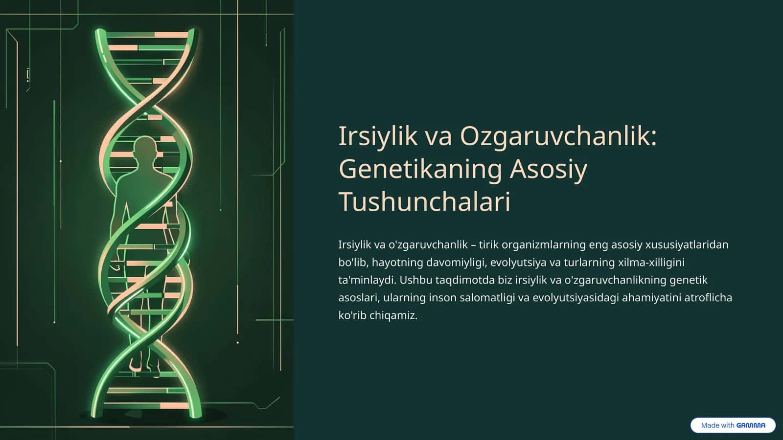 Irsiylik va Ozgaruvchanlik: Genetikaning Asosiy Tushunchalari 1