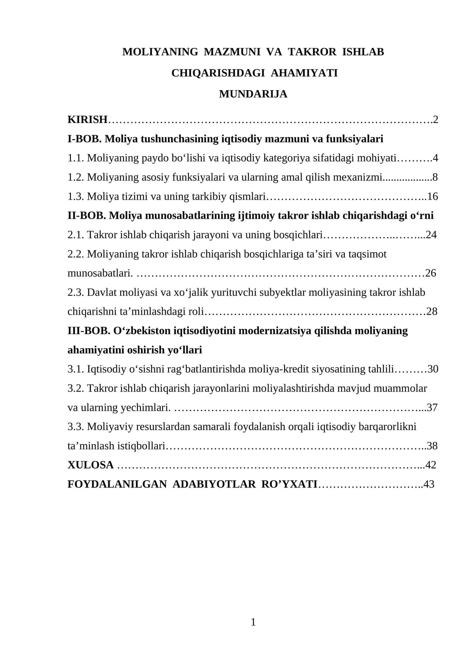 MOLIYANING MAZMUNI VA TAKROR ISHLAB CHIQARISHDAGI AHAMIYATI 1