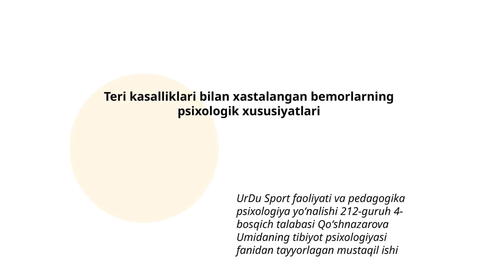 Teri kasalliklari bilan xastalangan bemorlarning psixologik xususiyatlari 1