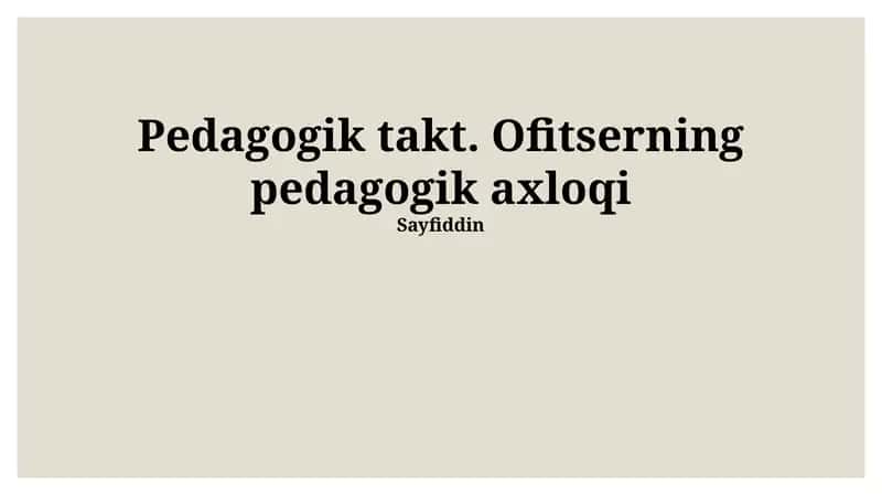 Ofitserning Pedagogik Axloqiy Me'yorlariga Doir 1