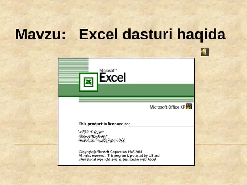 Excel dasturi haqida 1