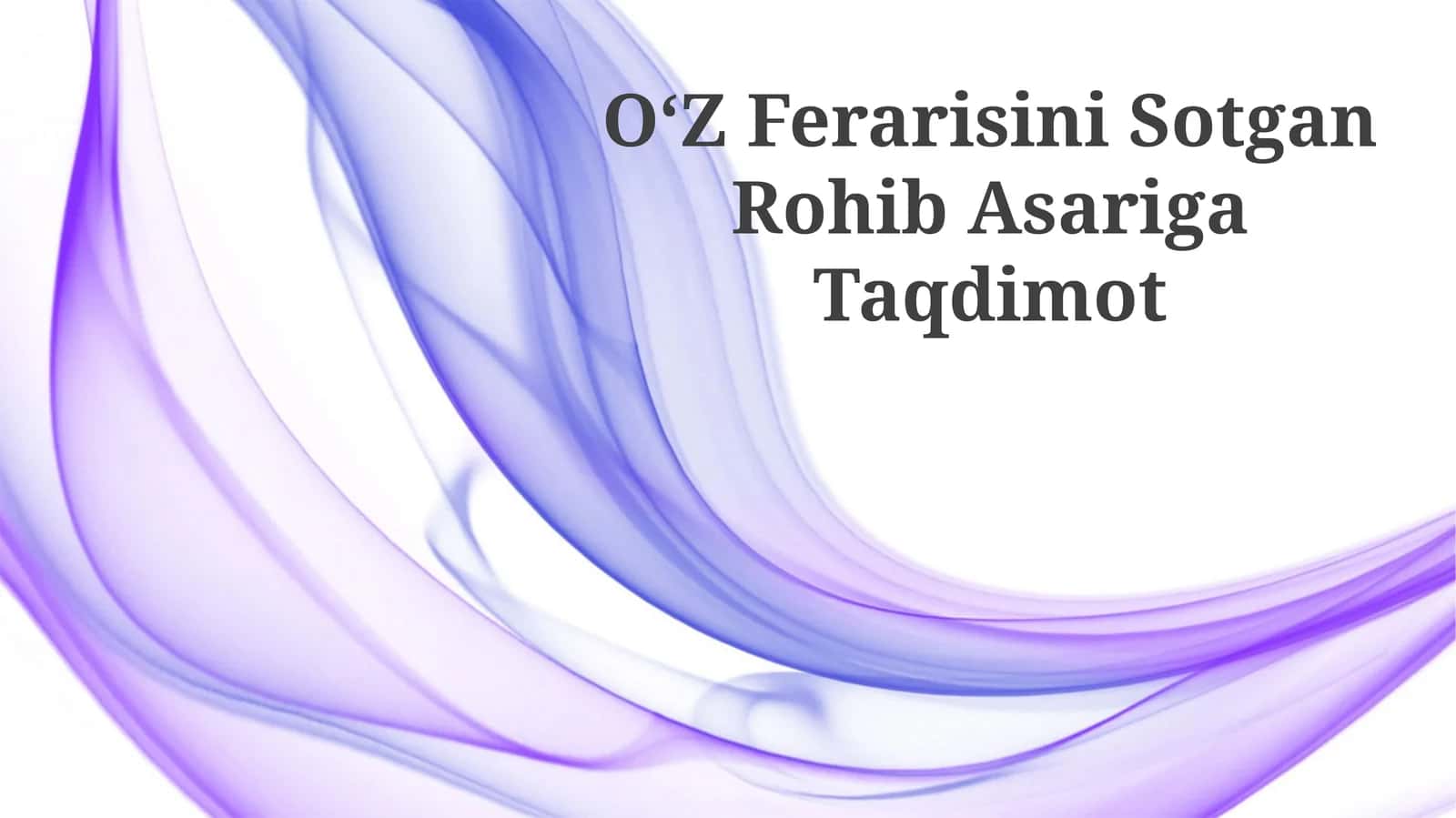 OʻZ Ferarisini Sotgan Rohib Asariga Taqdimot 1