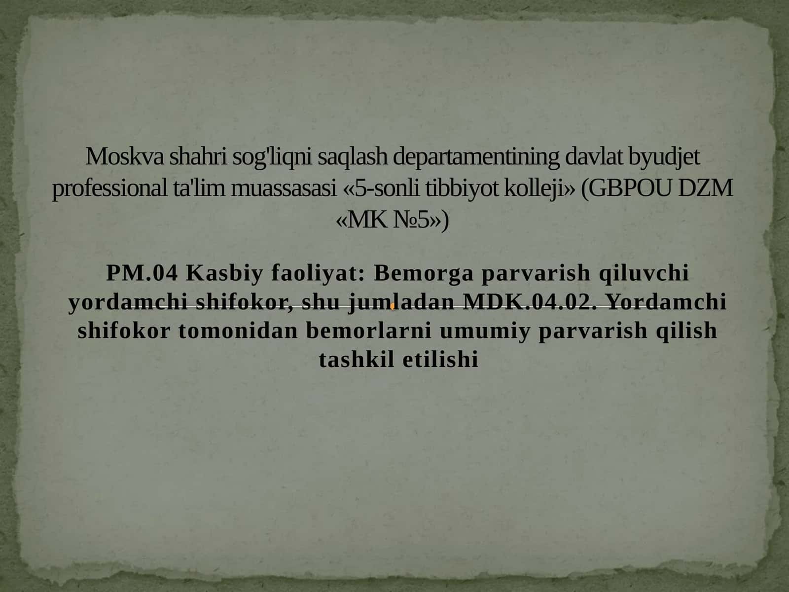 Bemorlarda yotoq yaralari (prolejen) profilaktikasi 1