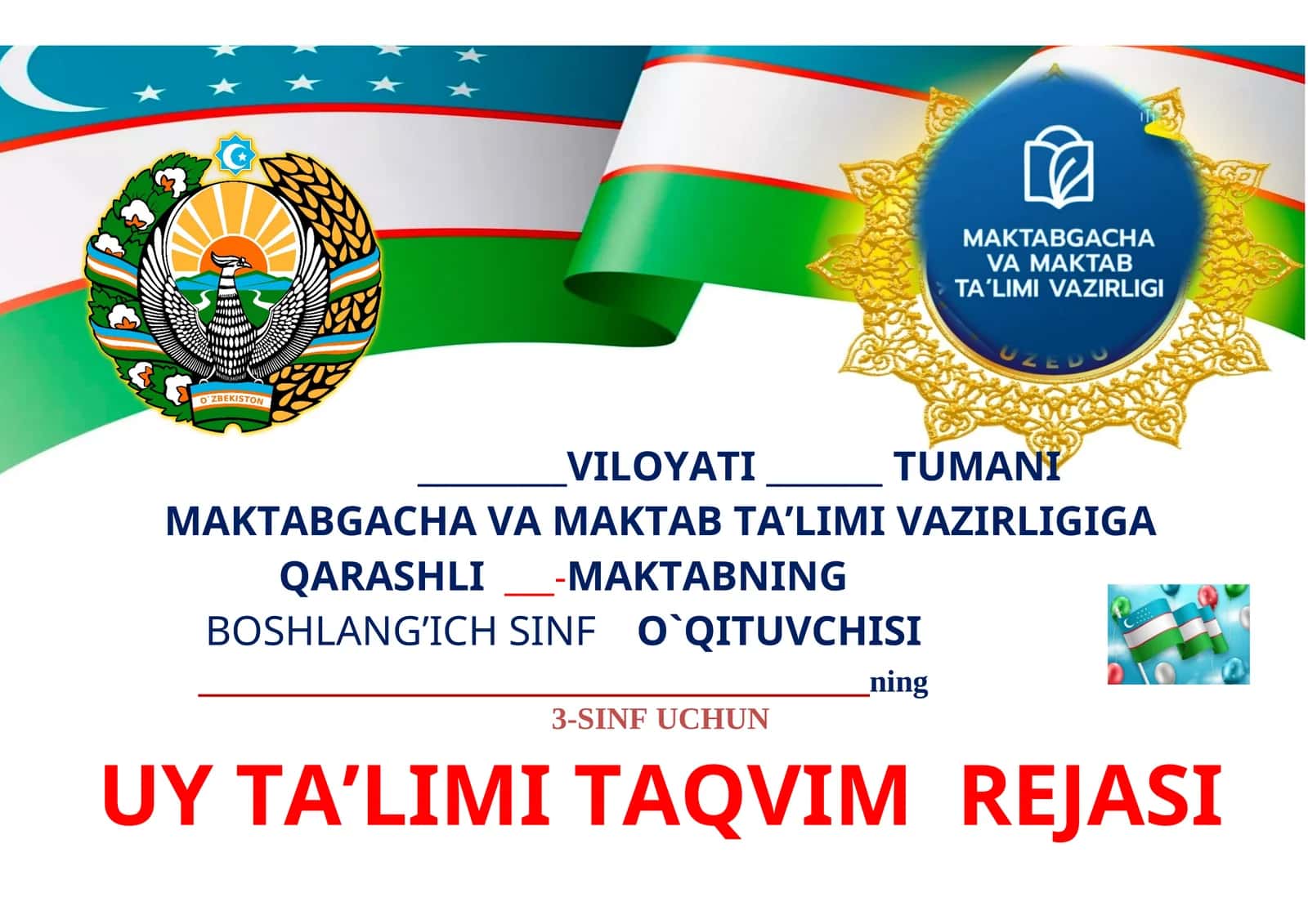 "UY TA’LIMI TAQVIM REJASI 2026-2027-o`quv yili" 1