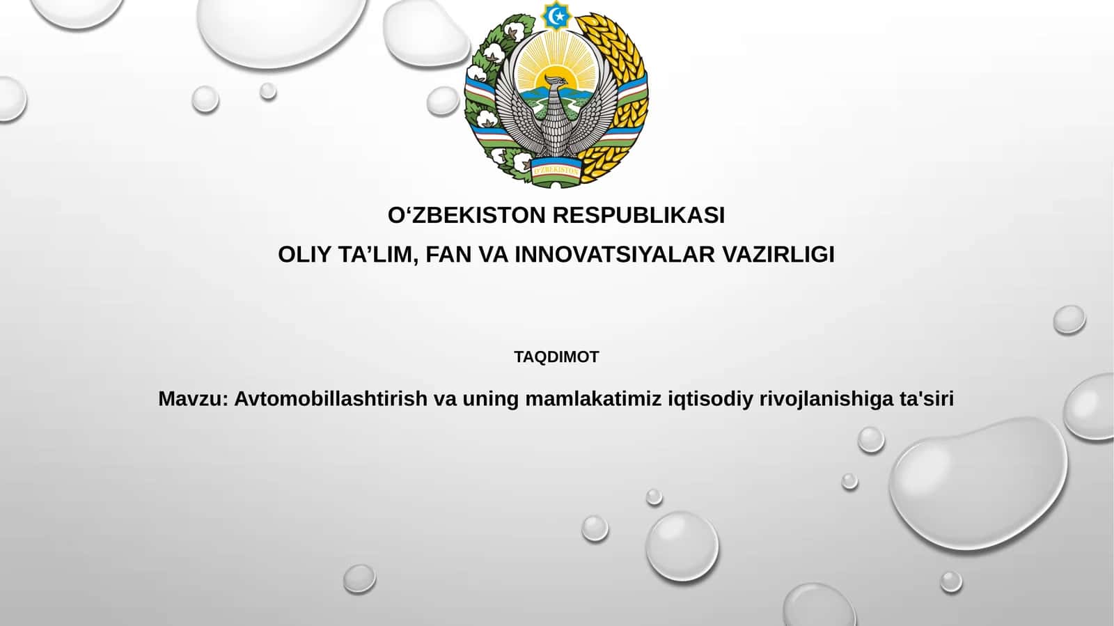 Avtomobillashtirish vauning iqtisodiy rivojlanishi 1