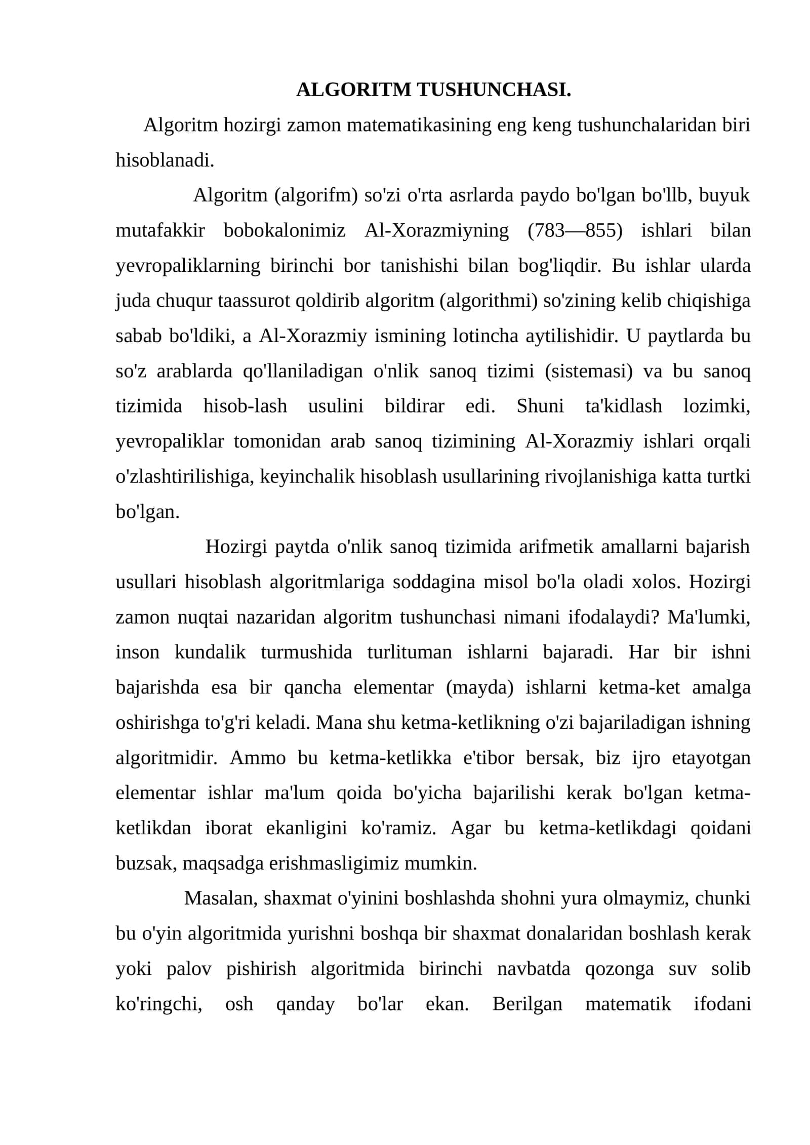 ALGORITM TUSHUNCHASI 1
