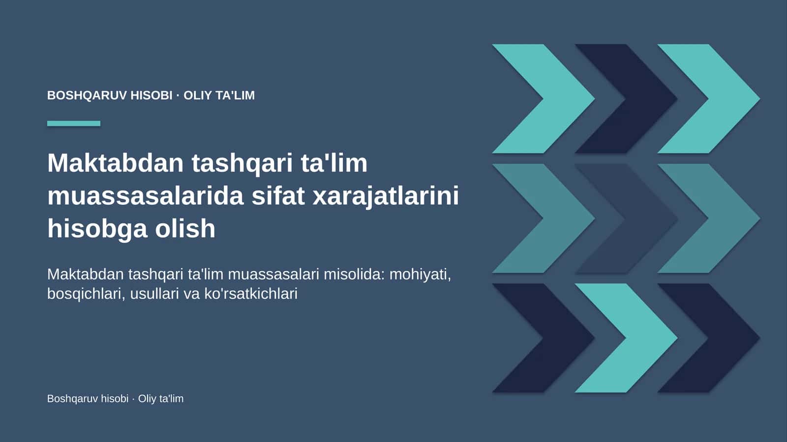 maktabdan tashqari ta'lim muassasalarida sifat xarajatlarini hisobga olish 7744 1