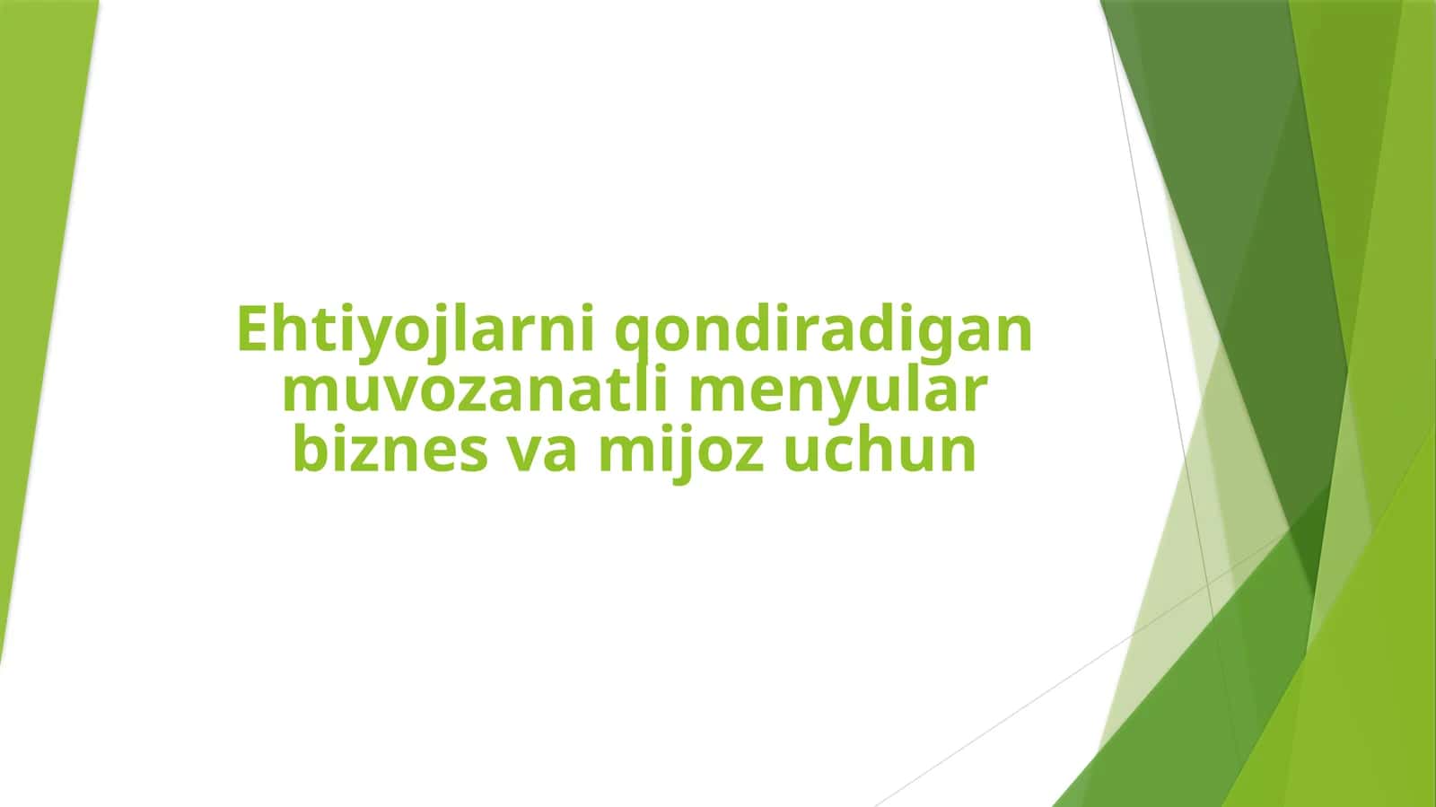 Ehtiyojlarni qondiradigan muvozanatli menyular biznes va mijoz uchun 1