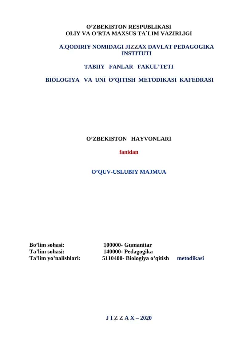 Biologiya o’qitish metodikasi 1