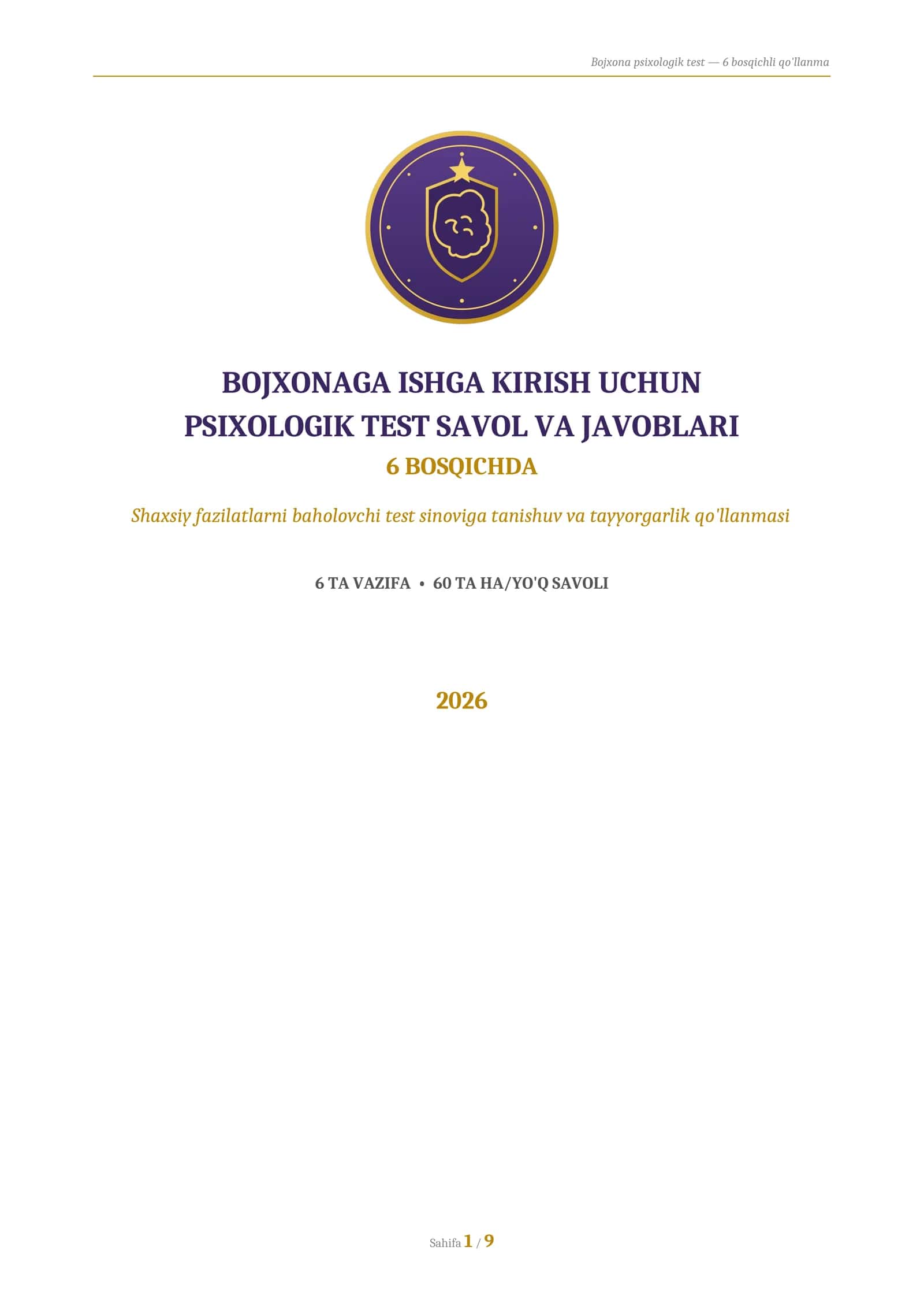 Bojxona psixologik testlar 1