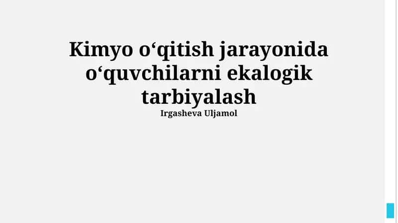 Kimyo ta'limining ekologik jihatlari 1
