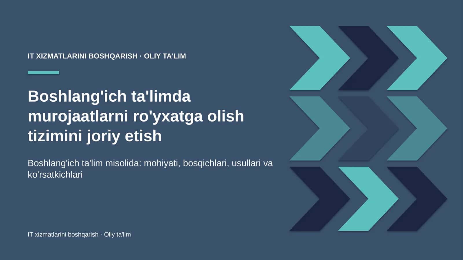IT xizmatlarini boshqarish · Oliy ta'lim 1