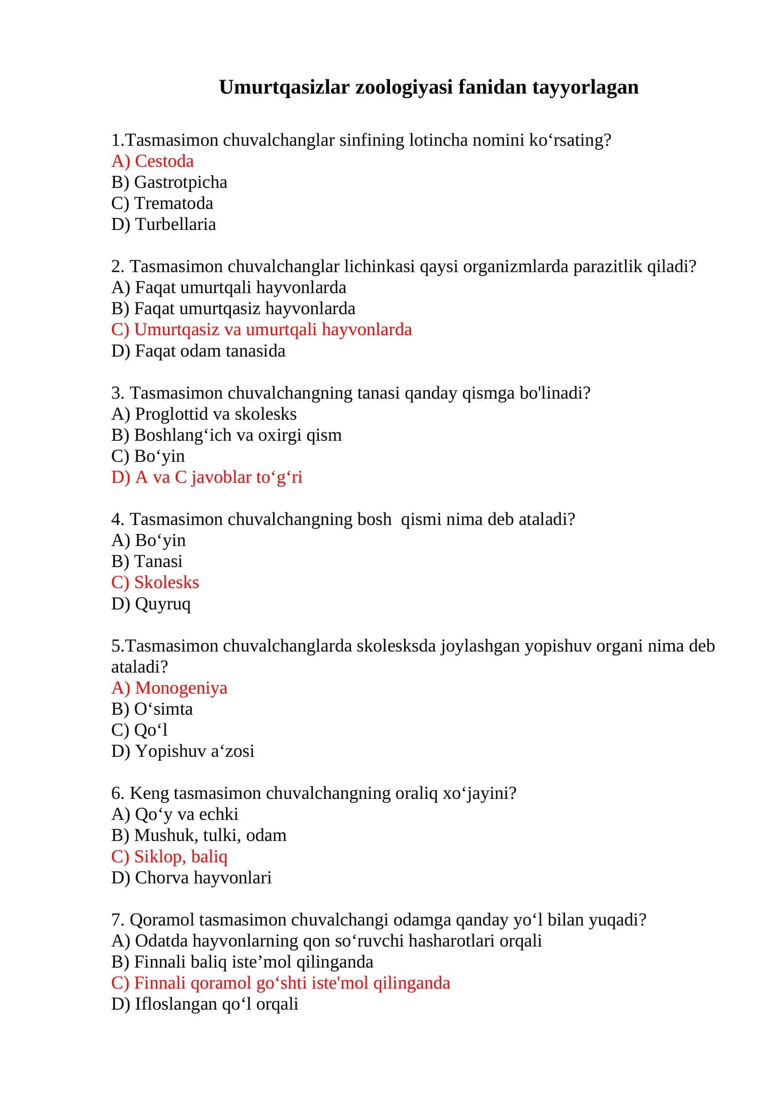 Umurtqasizlar zoologiyasi 1