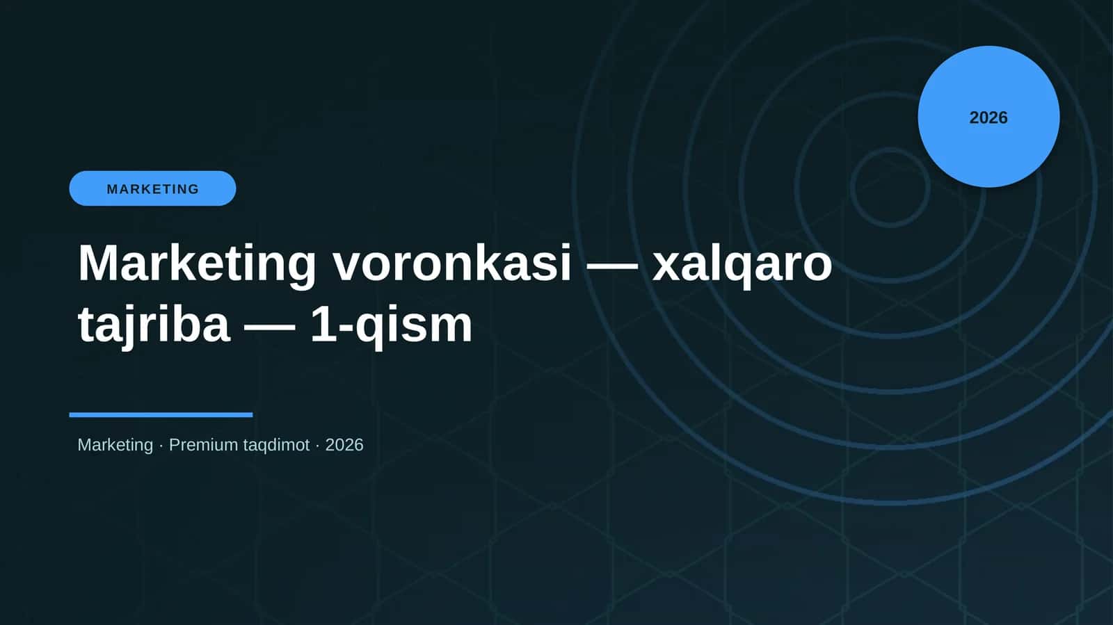Marketing voronkasi — xalqaro tajriba — 1-qism 1