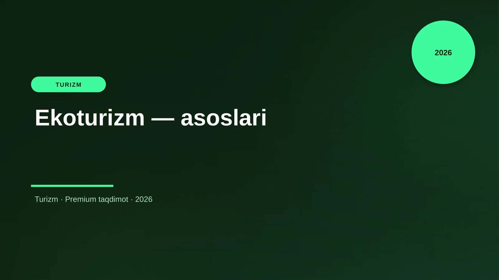Ekoturizm — asoslari 1