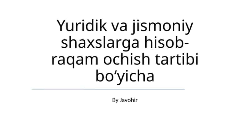 Hisob-raqam ochish ta'limi 1