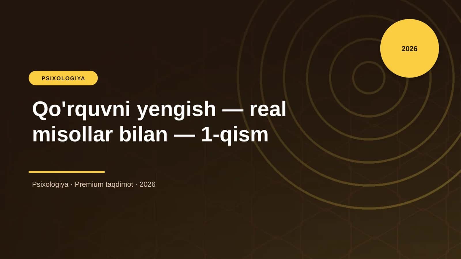 Qo'rquvni yengish — real misollar bilan — 1-qism 1