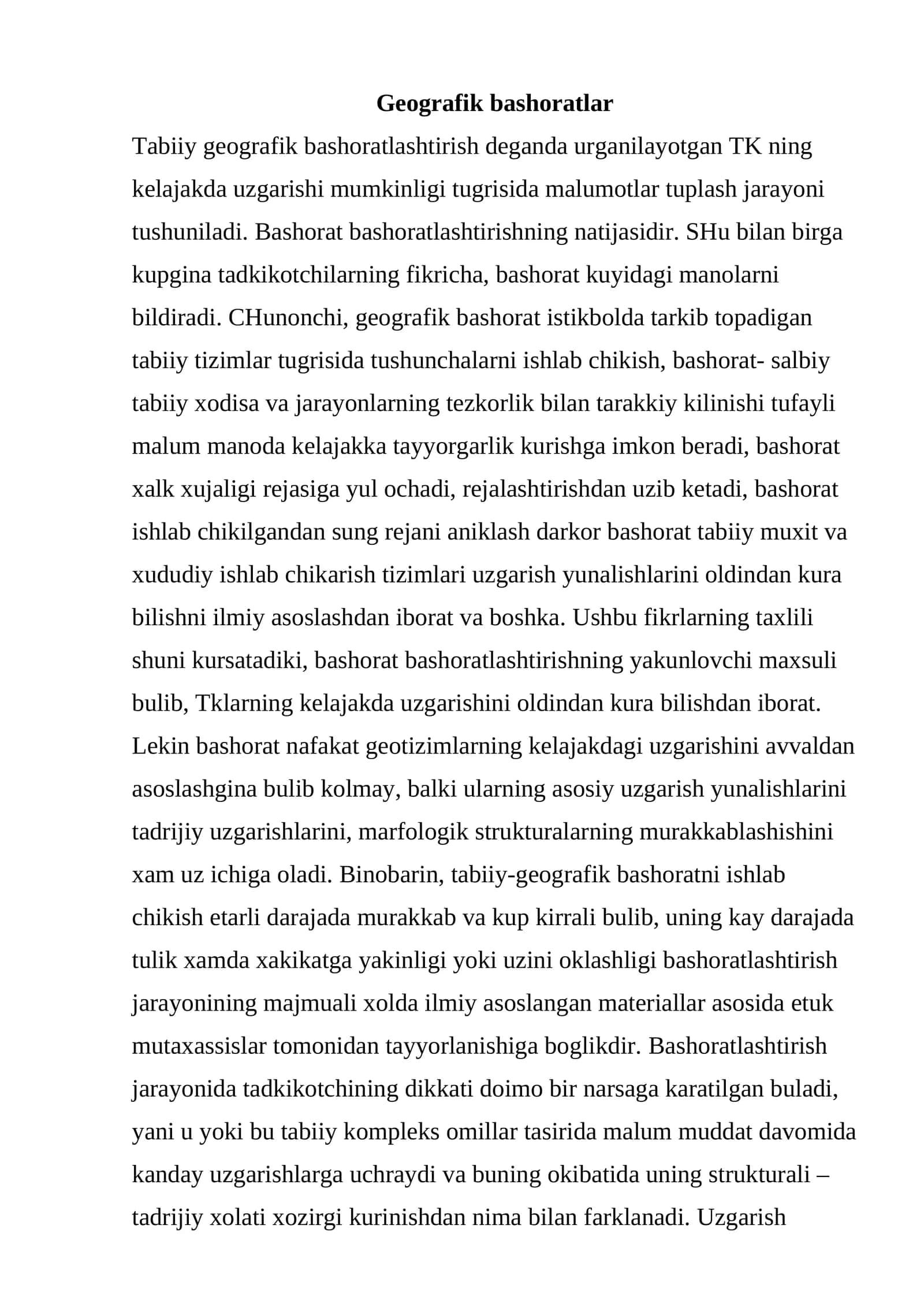 Geografik bashoratlar 1