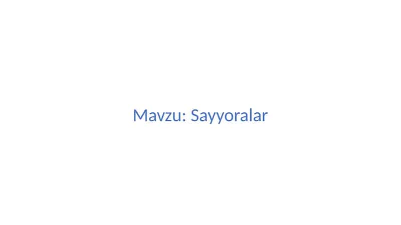 Sayyoralar 1