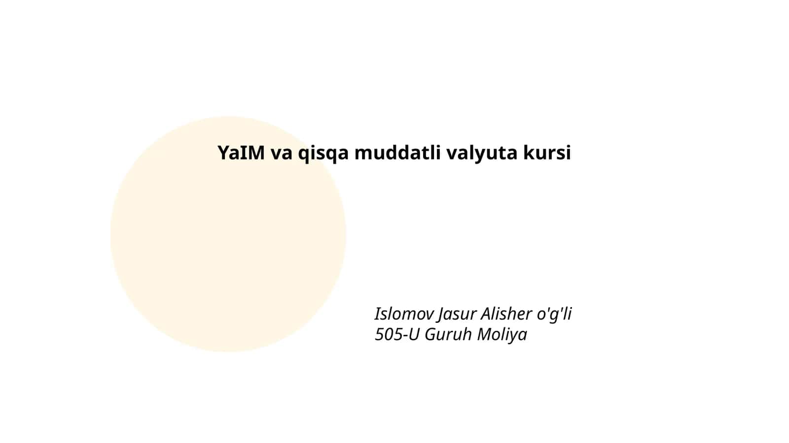 YaIM va qisqa muddatli valyuta kursi 1