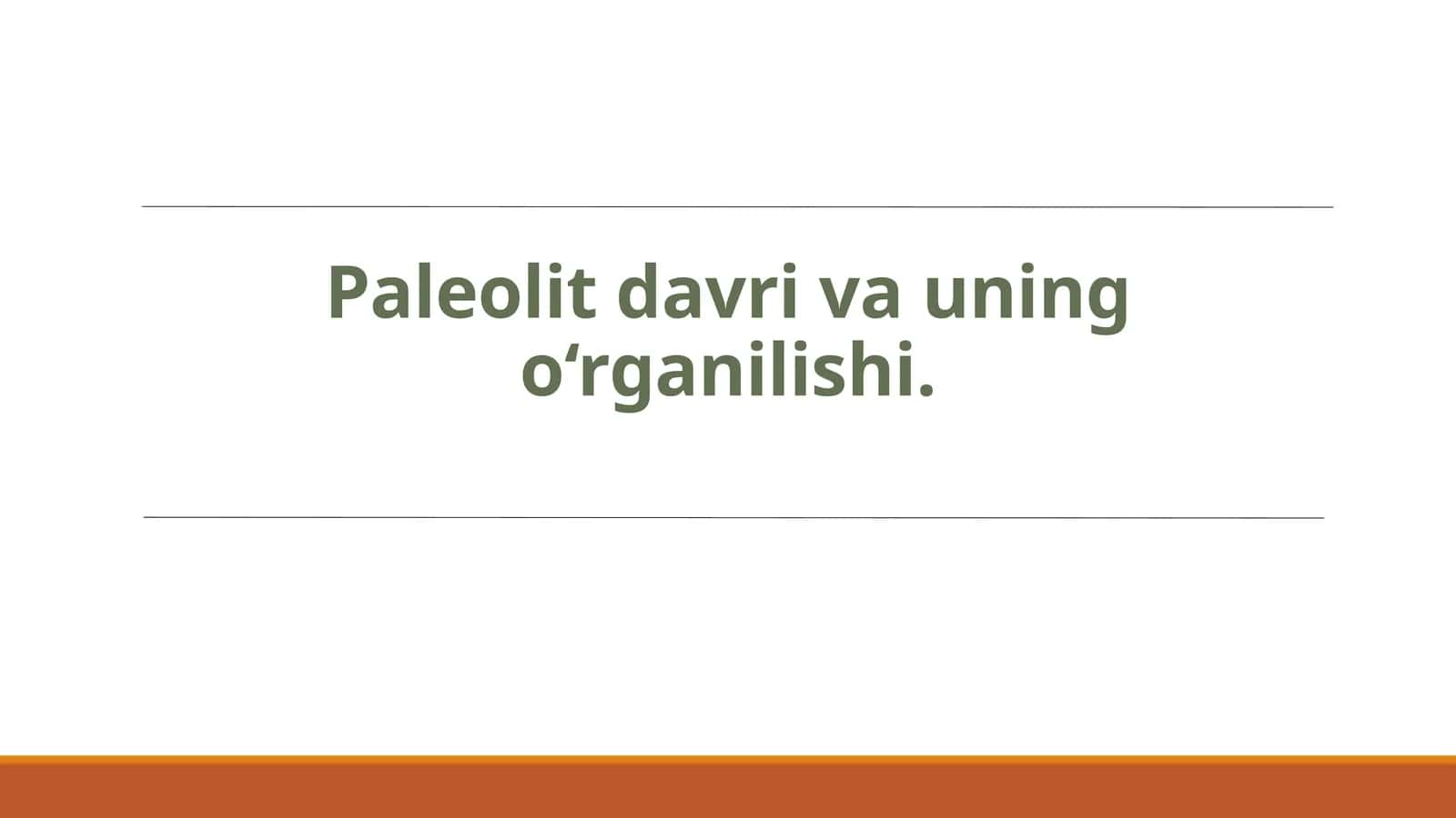 Paleolit davri 1