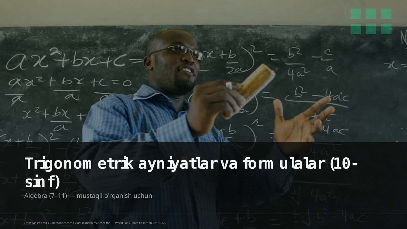 Trigonometrik ayniyatlar va formulalar (10-sinf) 1