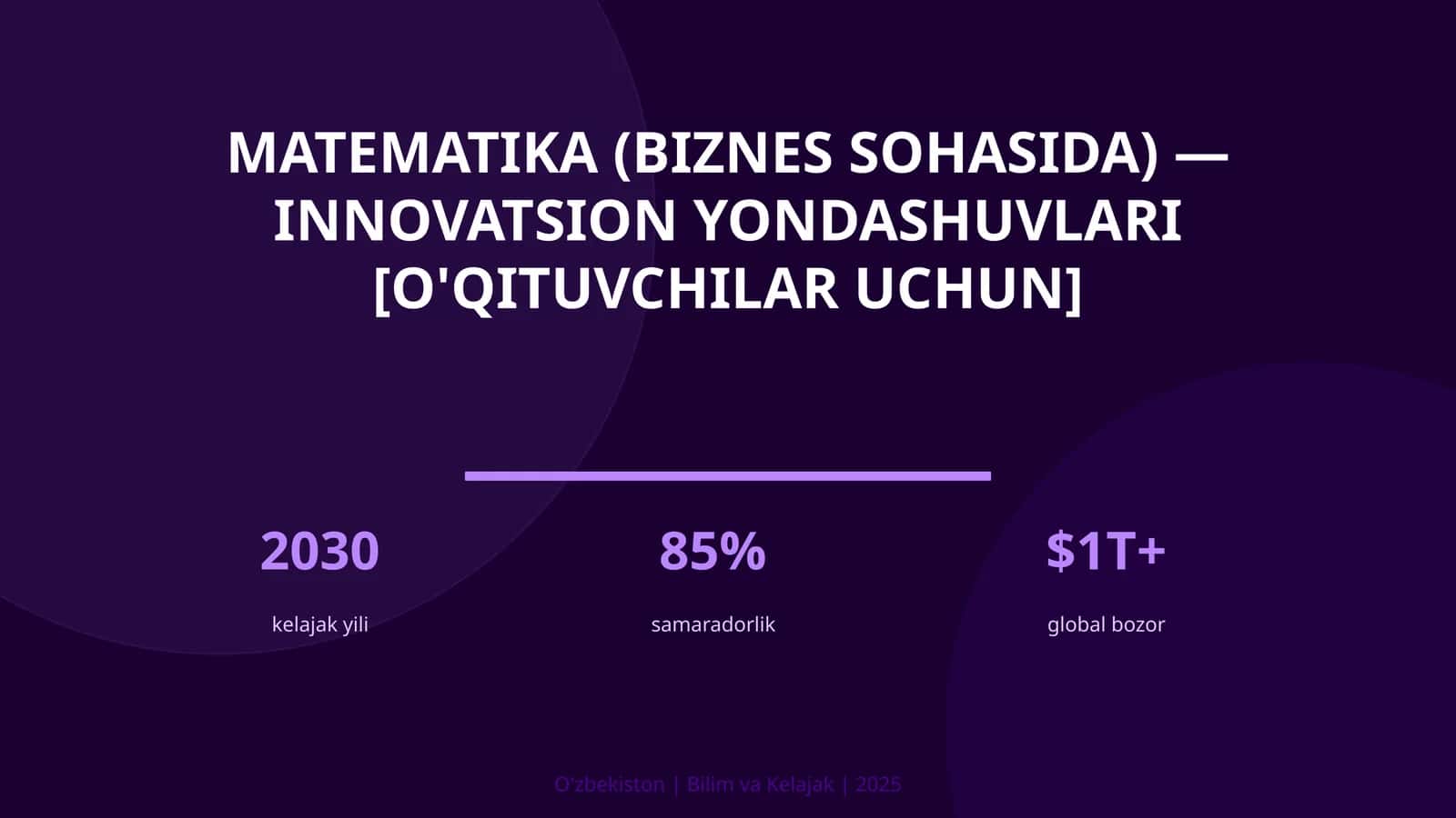 Matematika (biznes sohasida) — innovatsion yondashuvlari [o'qituvchilar uchun] 1