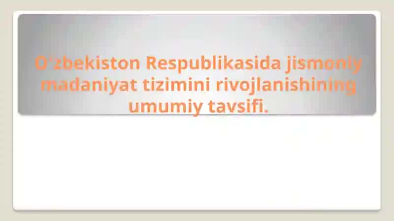 Jismoniy madaniyat Tushunchasi 1