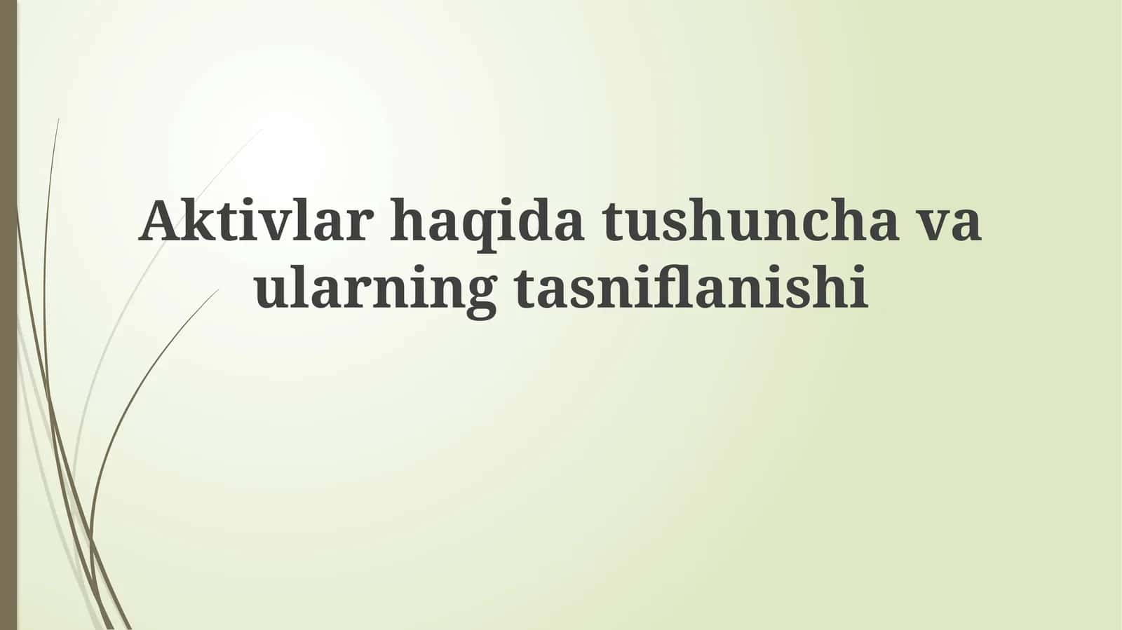 Aktivlar haqida tushunchalar va ularning tasnifi 1