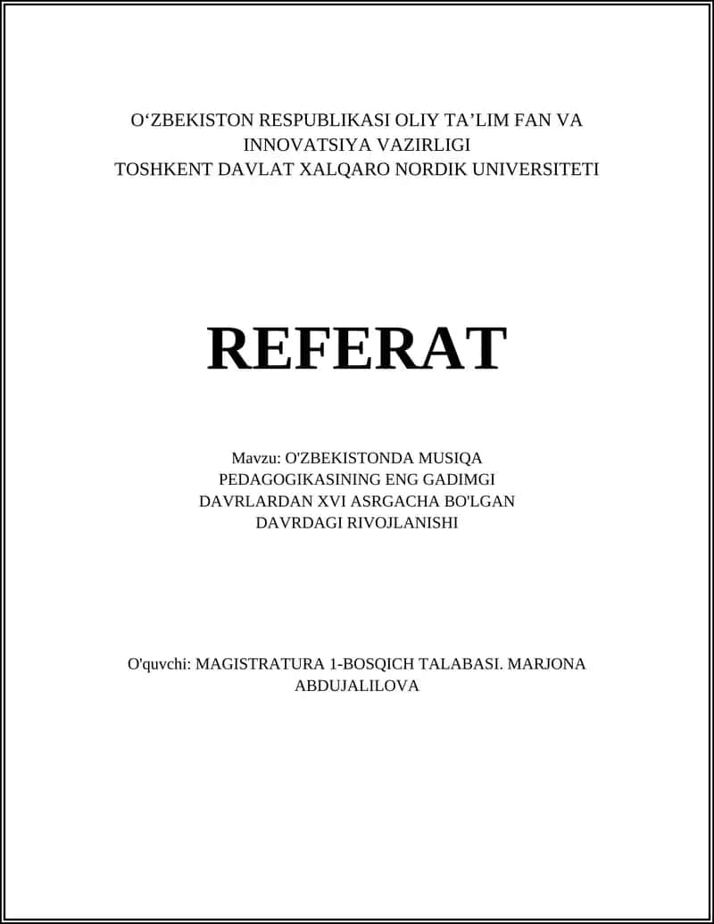 O'ZBEKISTONDA MUSIQA PEDAGOGIKASINING TARIXI 1