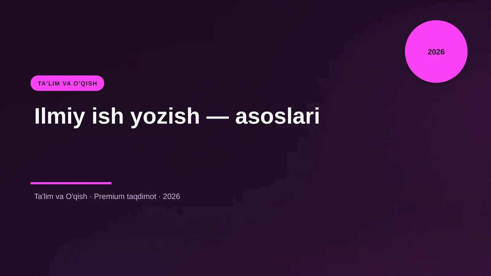 Ilmiy ish yozish — asoslari 1