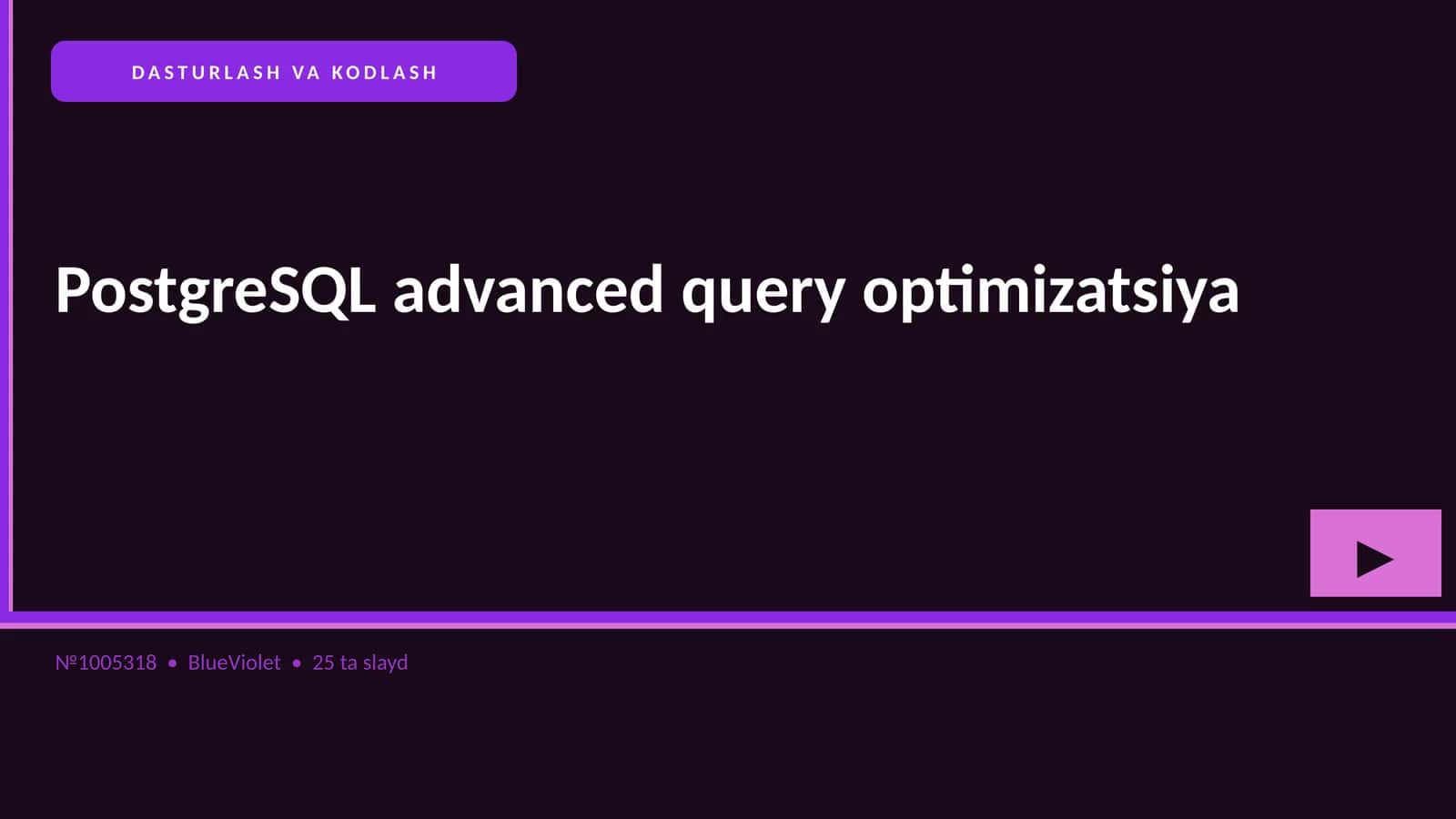 PostgreSQL advanced query optimizatsiya 1