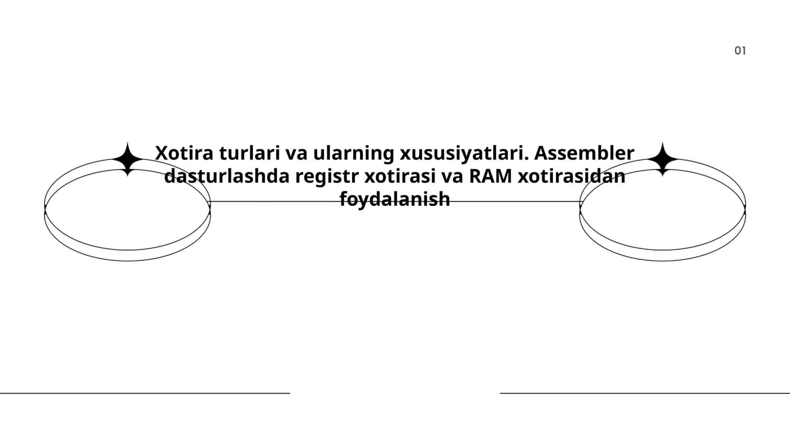 Xotira turlari va ularning xususiyatlari. Assembler dasturlashda registr xotirasi va RAM xotirasidan foydalanish 1