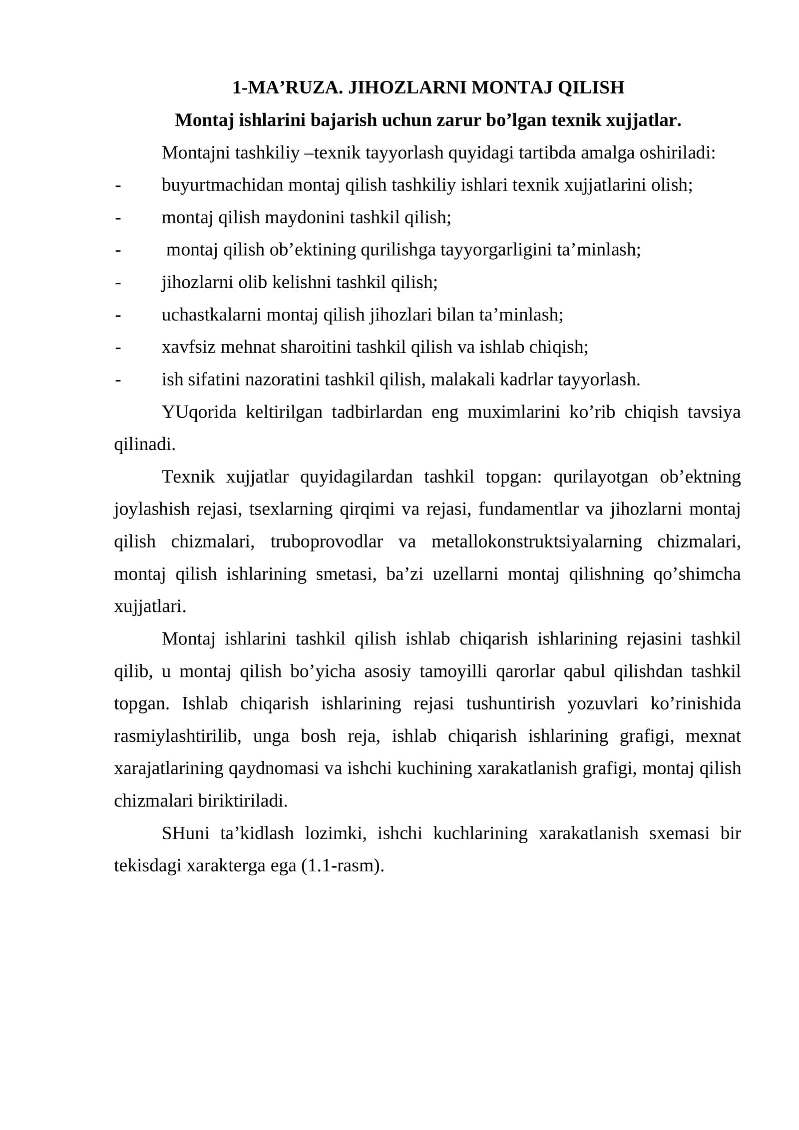 JIHОZLАRNI MОNTАJ QILISH 1