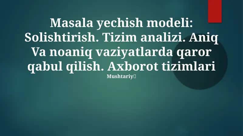 Axborot tizimlari 1