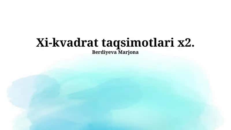 χ² Taqsimotlari 1