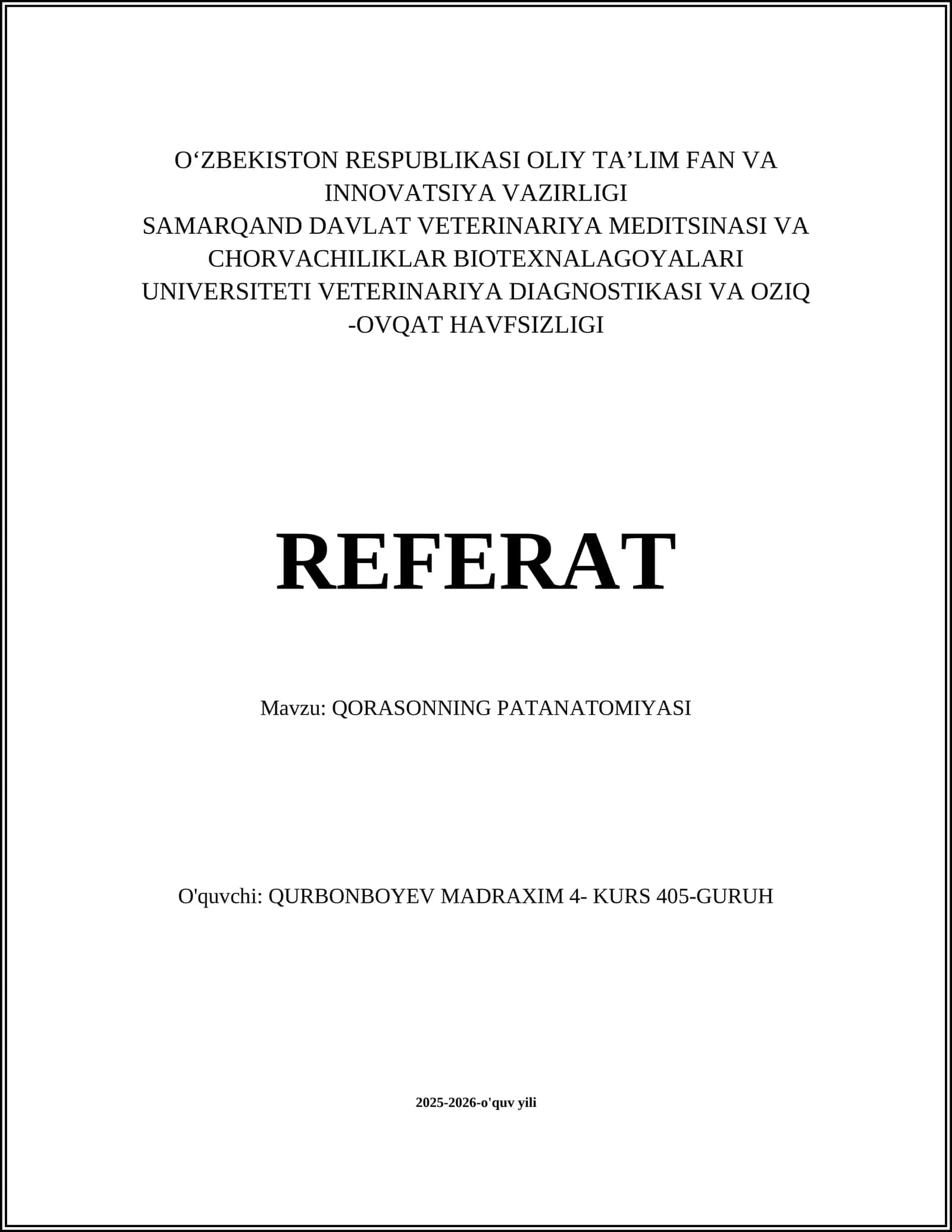 QORASONNING PATANATOMIYASI 1