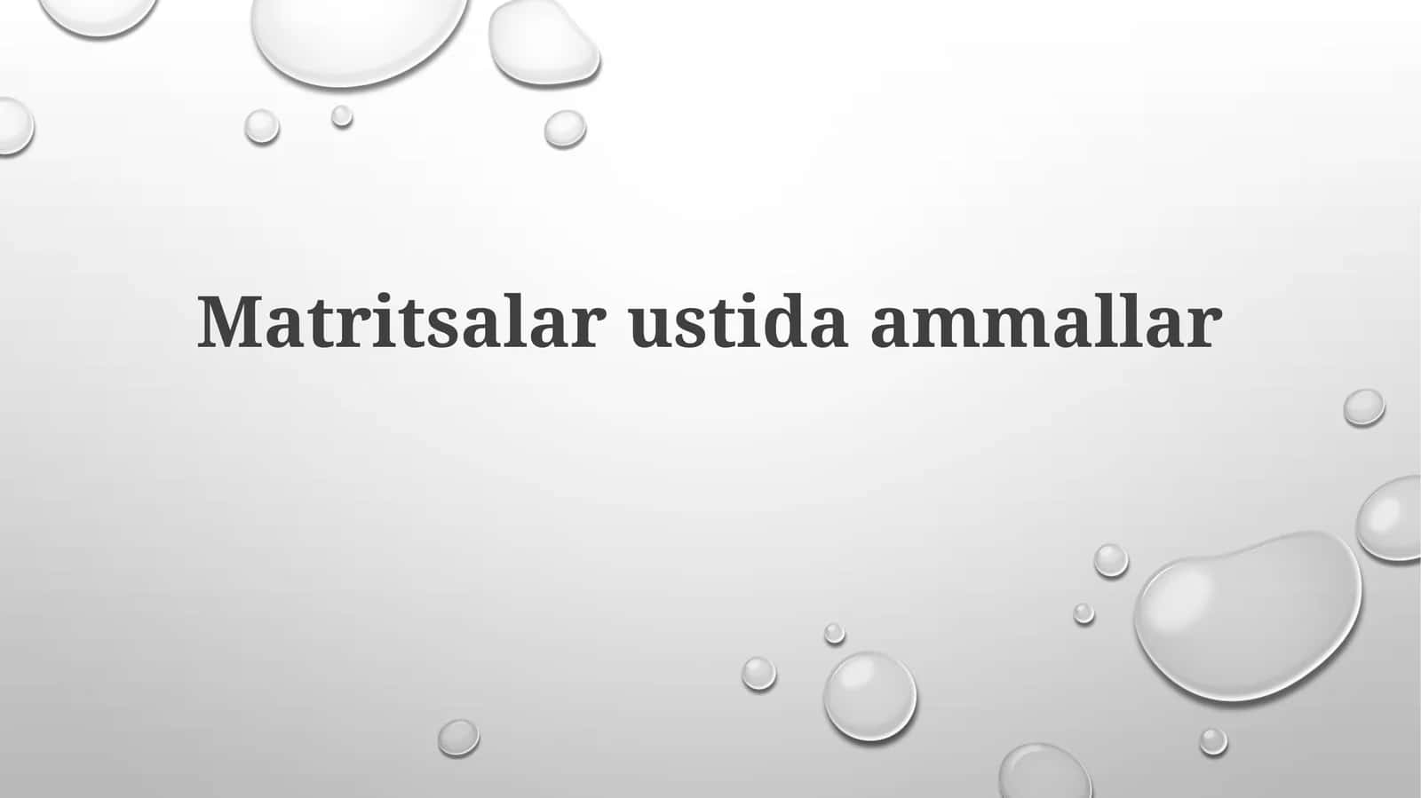 Matritsalar ustida amallar 1