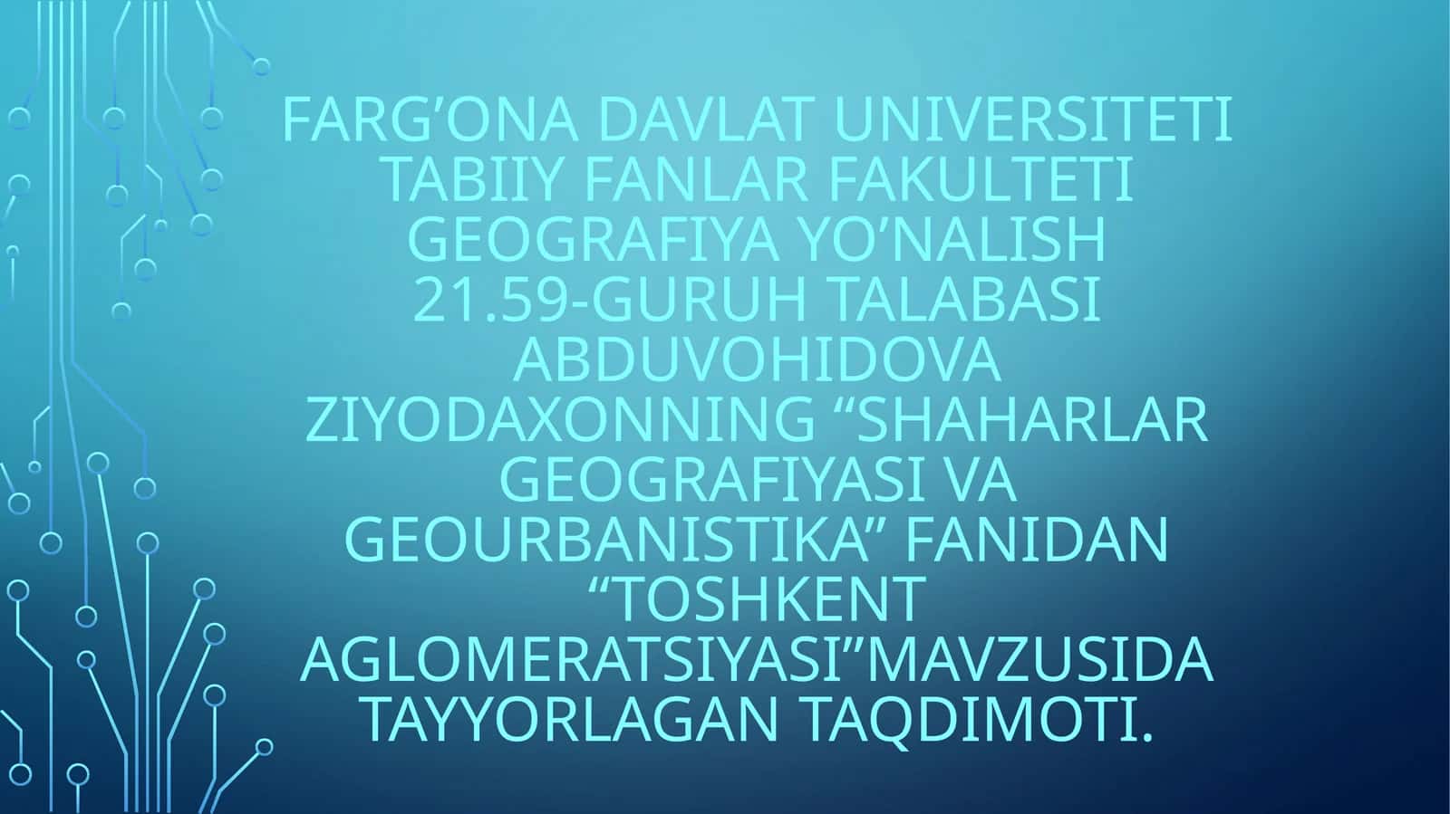 Shaharlar geografiyasi va geourbanistika 1