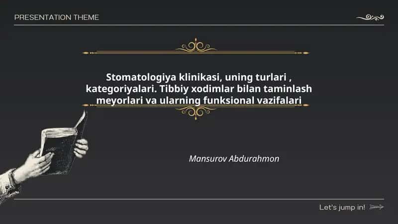 Stomatologiya klinikasi, uning turlari, kategoriyalari. Tibbiy xodimlar bilan taminlash meyorlari va ularning funksional vazifalari 1