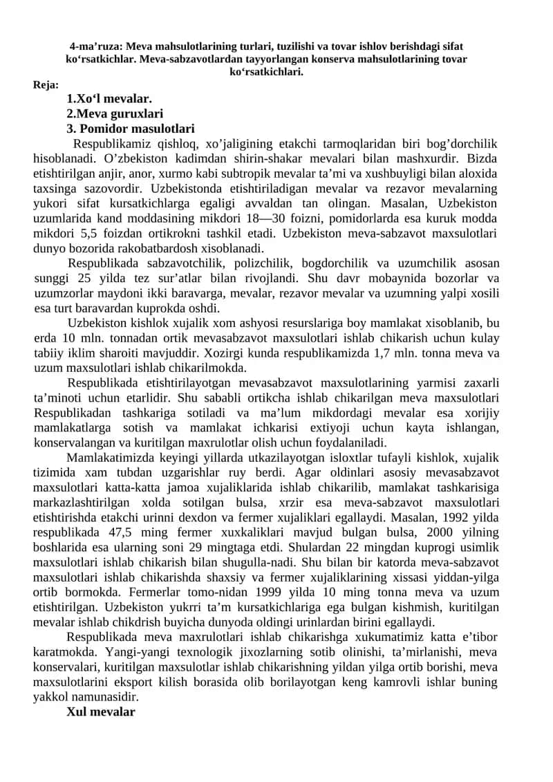 Meva Mahsulotlari 1