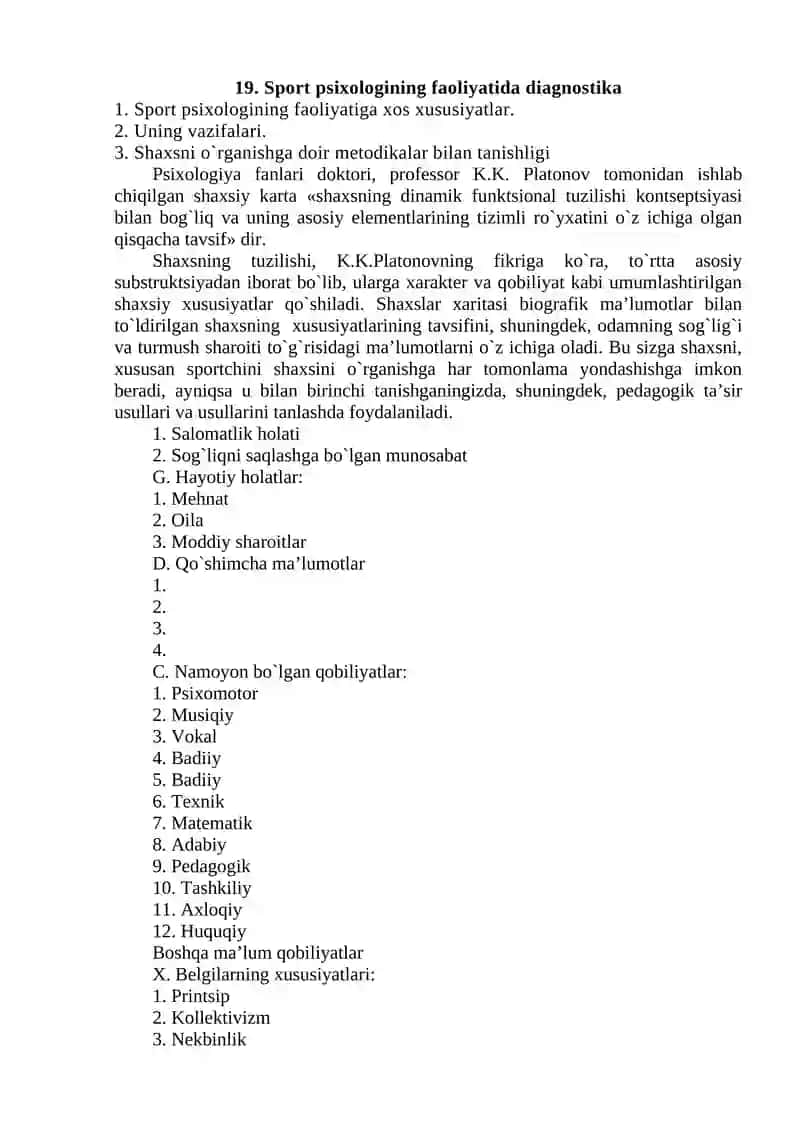 Sport psixologining faoliyatida diagnostika 1