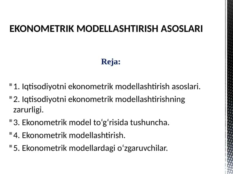 Ekonometrik Modellashtirishasoslari 1