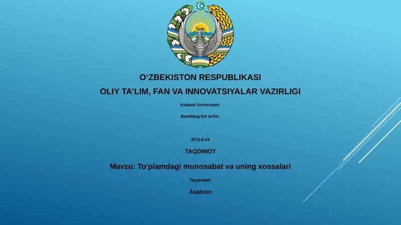 Toʻplamdagi munosabat va uning xossalari 1