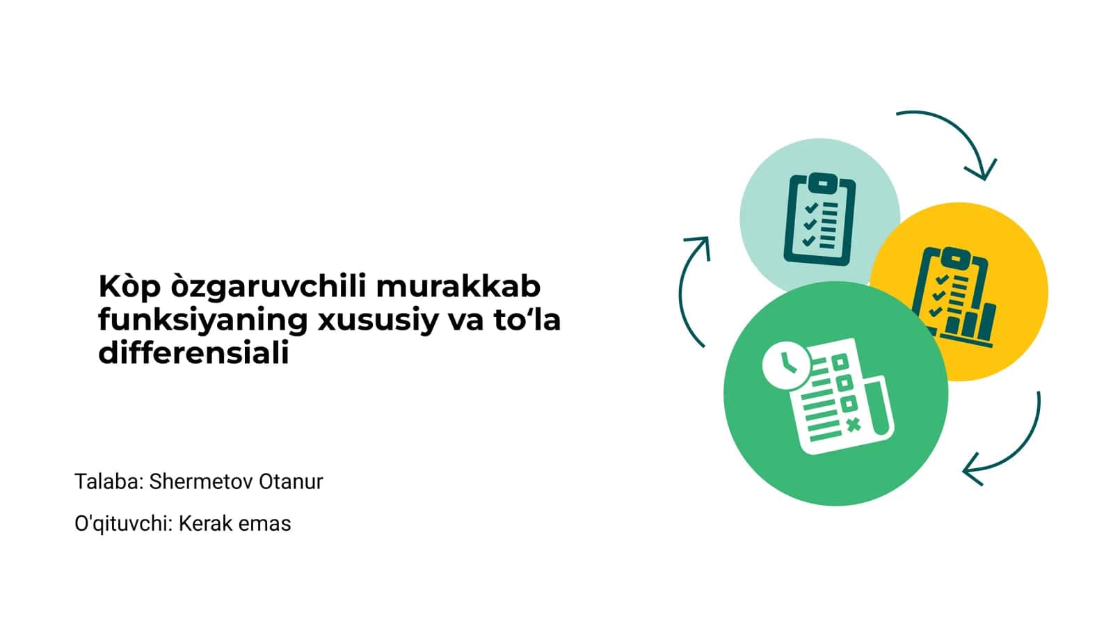 Kòp òzgaruvchili murakkab funksiya 1