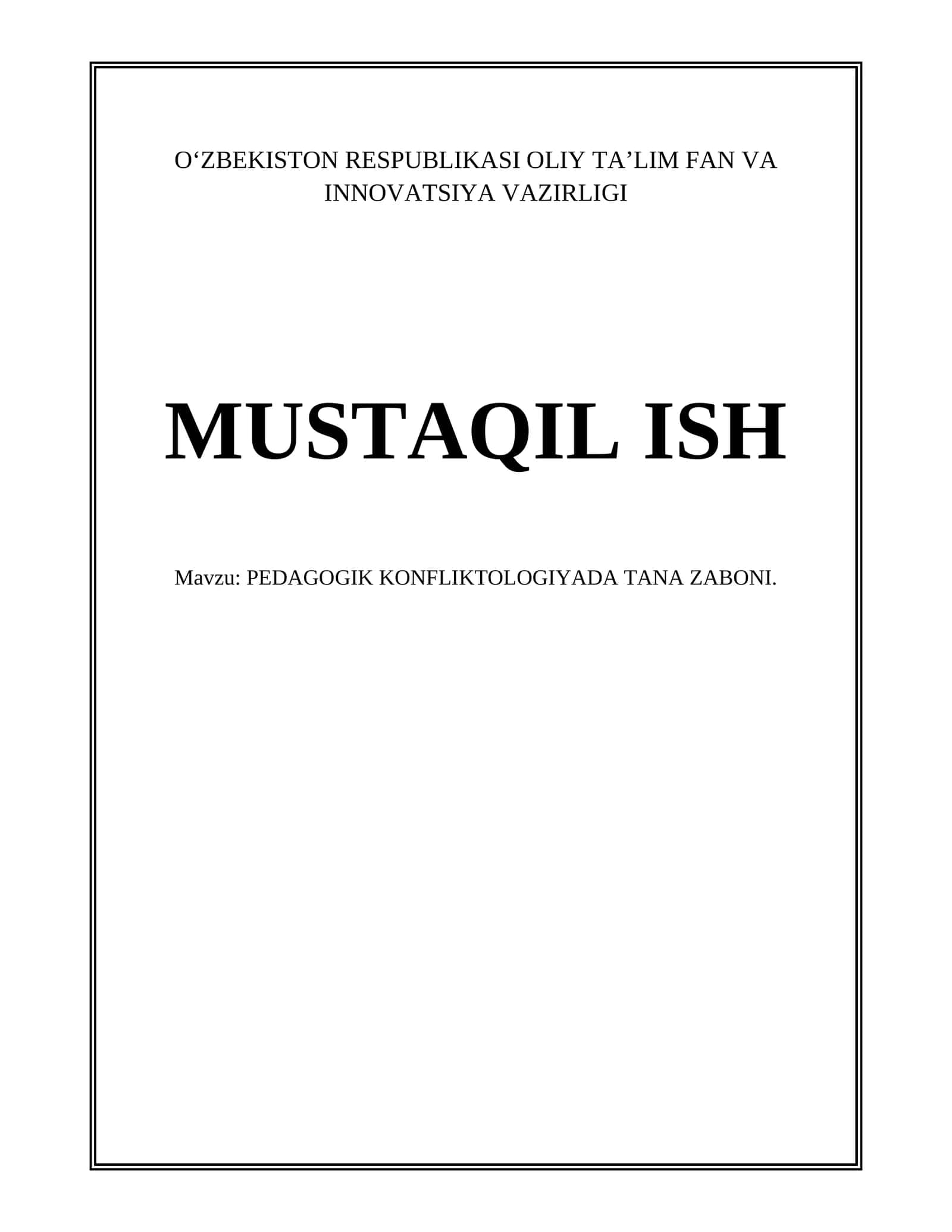 PEDAGOGIK KONFLIKTOLOGIYADA TANA ZABONI 1