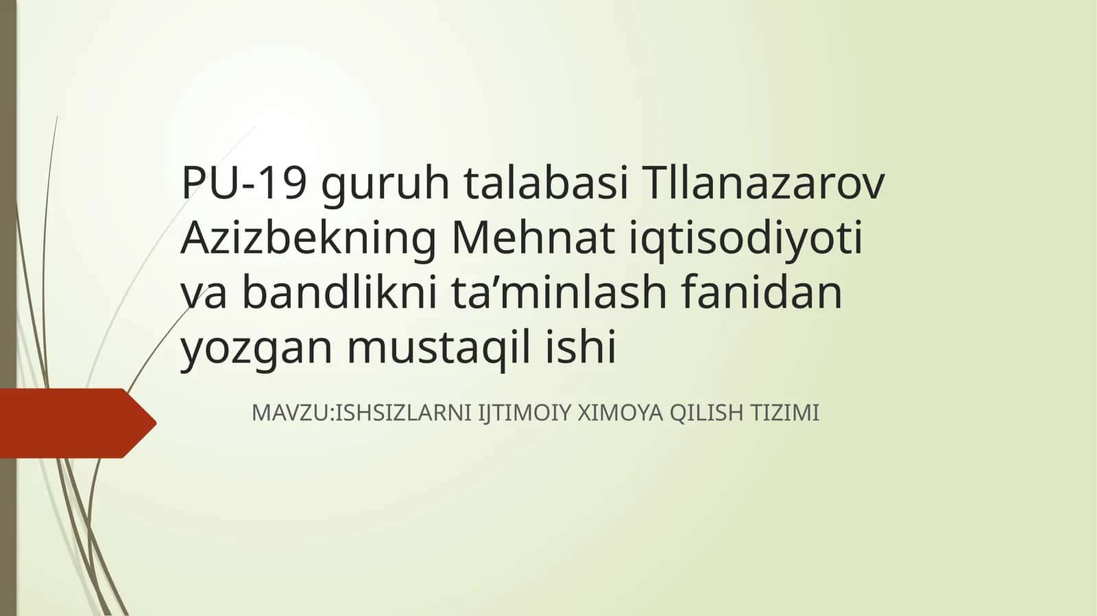 ISHSIZLARNI IJTIMOIY XIMOYA QILISH TIZIMI 1