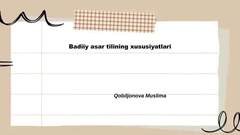 Badiiy asar tilining xususiyatlari 1