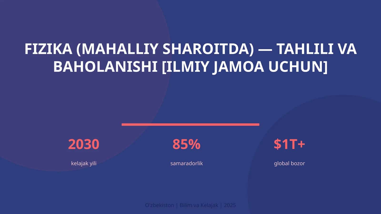 FIZIKA (MAHALLIY SHAROITDA) — TAHLILI VA BAHOLANISHI [ILMIY JAMOA UCHUN] 1