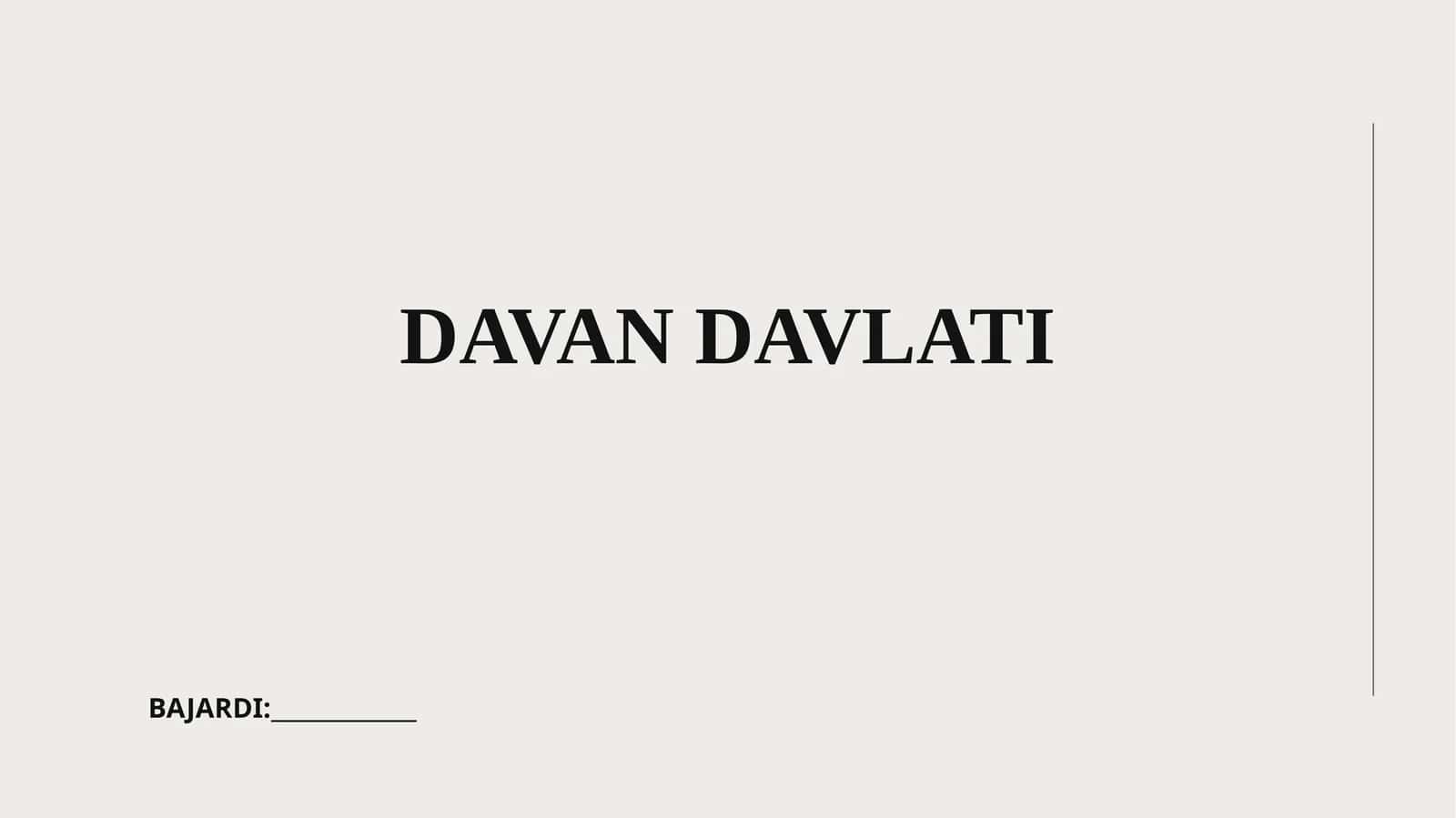 Davan Davlati 1